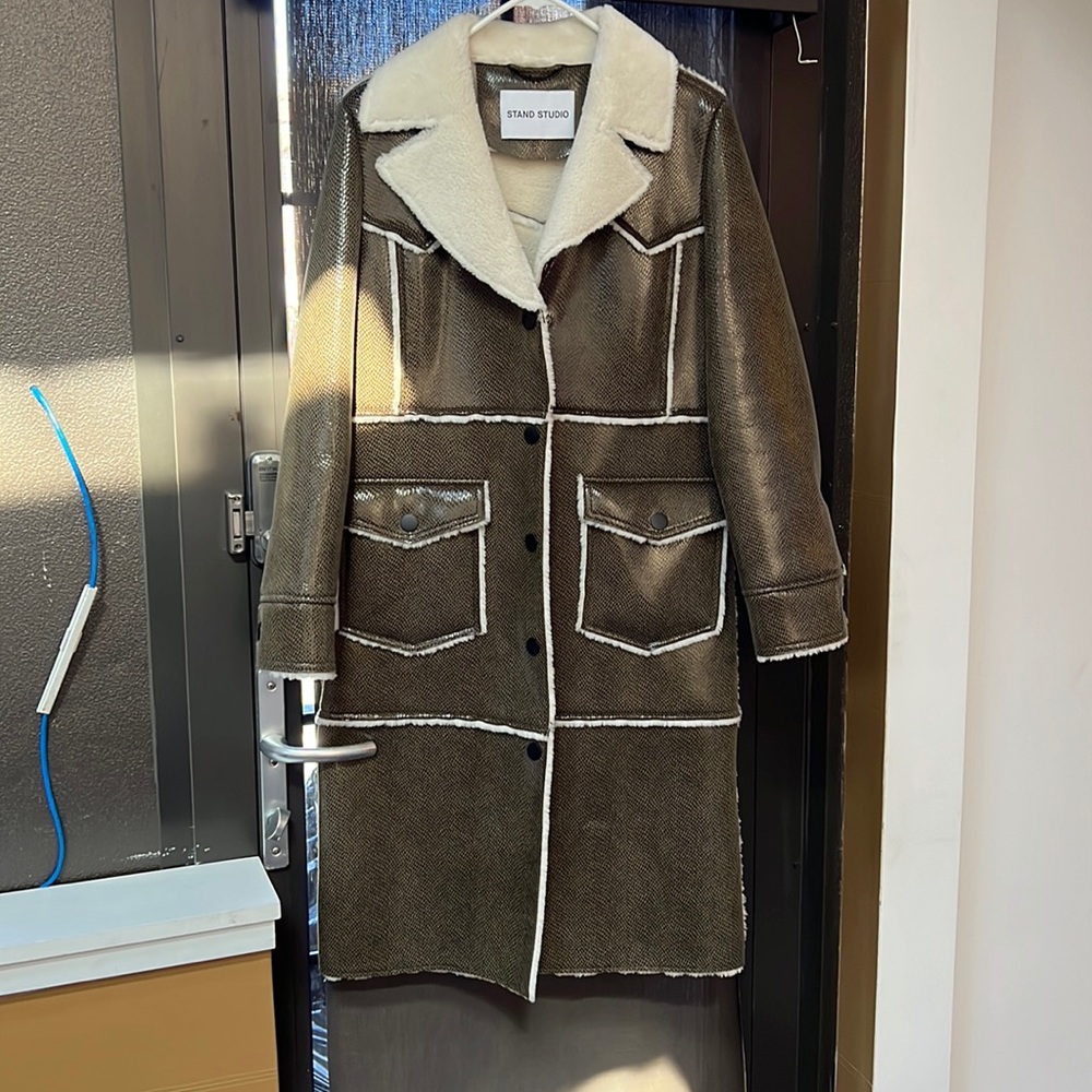 STAND STUDIO LEATHER FAUX FUR JACKET SIZE 34